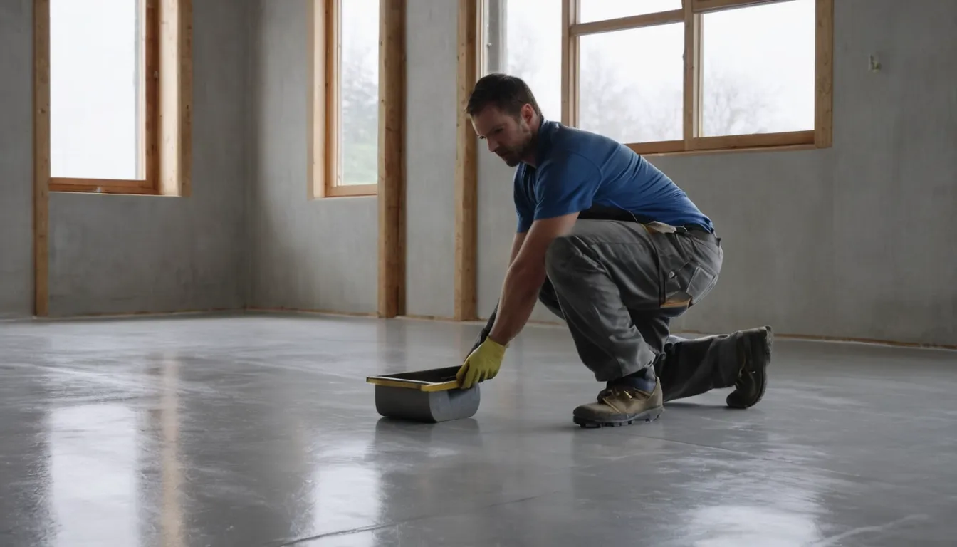 Provider rolling a fresh coating onto a concrete floor in a Kent home