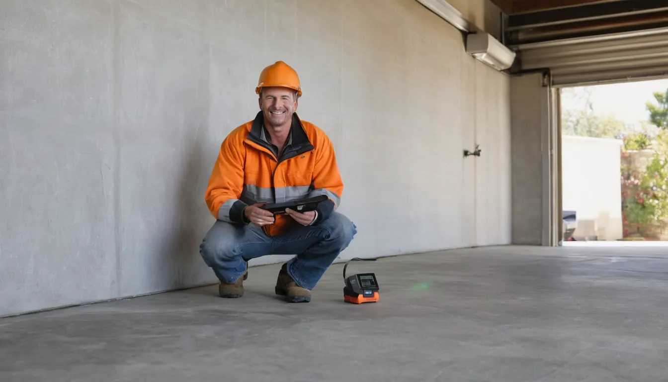 A provider checking a concrete slab for a coating job near Kent