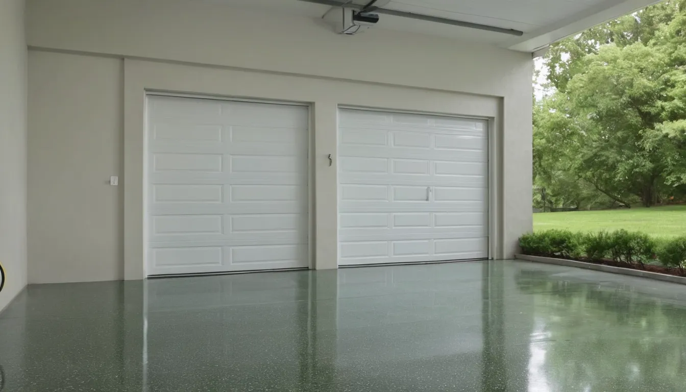 A freshly coated epoxy garage floor in a Kent home